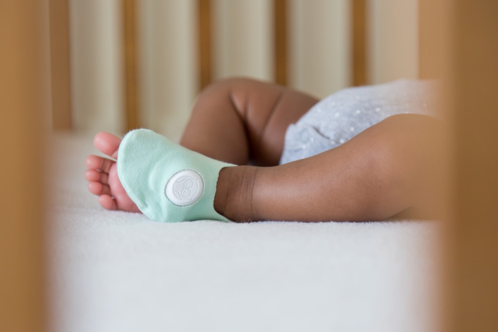 The Owlet Smart Sock monitors an infant's pulse as they sleep. Image courtesy of Owlet Baby Care.